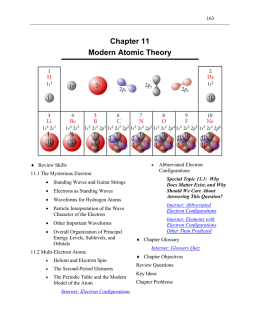 Chapter 11 Modern Atomic Theory