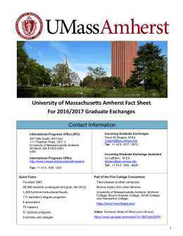 University of Massachusetts Amherst Fact Sheet For 2016/2017