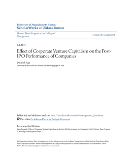 Effect of Corporate Venture Capitalism on the Post