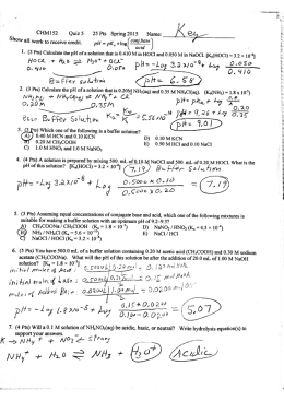 Show all work to receive credit. pH = pKa + log[fﬂ€:—sq] /