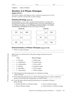 Section 3.3 Phase Changes