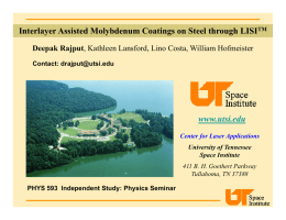 www.utsi.edu Interlayer Assisted Molybdenum Coatings on Steel
