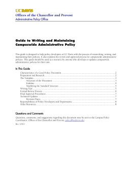 Guide to Writing Policy - UC Davis Administrative Policies and