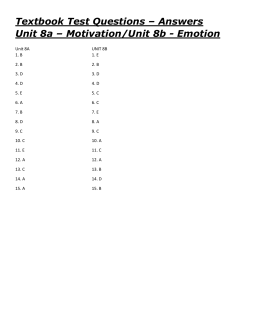 Textbook Test Questions – Answers Unit 8a – Motivation/Unit 8b
