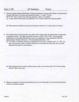 Quiz 2.28 AP Statistics Name