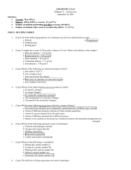 CHEMISTRY 123-01 Midterm #1 – Answer key September 20, 2005