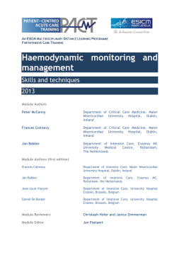 Haemodynamic monitoring and management - PACT