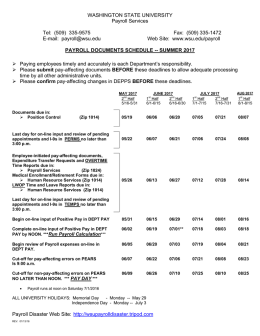 Payroll Documents Schedule Summer 2017