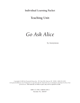 Go Ask Alice - Teaching Unit - Sample PDF
