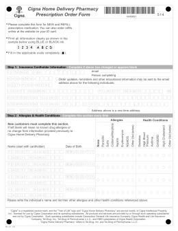 Cigna Home Delivery Pharmacy Prescription Order Form