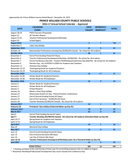 PWCS 2016-2017 School Calendar - Prince William County Public