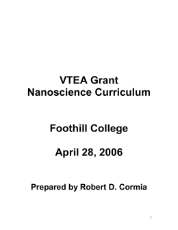 VTEA Grant Nanoscience Curriculum Foothill