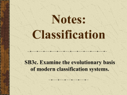SB3c. Examine the evolutionary basis of modern classification
