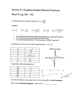 Section 9.2 Graphing Simple Rational Functions Read 9.2