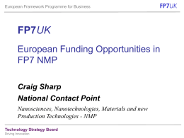 European Funding Opportunities in FP7 NMP