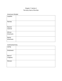 Chapter 7, Section 1 The Early Years of the War Americans Divided