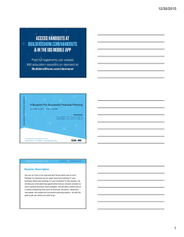 A Blueprint For Successful Financial Planning Session Description