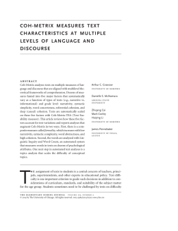 coh-metrix measures text characteristics at multiple levels of