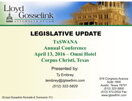 legislative update - Lloyd Gosselink Attorneys at Law