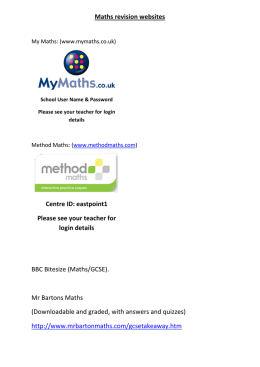 Maths revision websites BBC Bitesize (Maths/GCSE). Mr Bartons