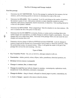 The Five S Strategy and Passage Analysis