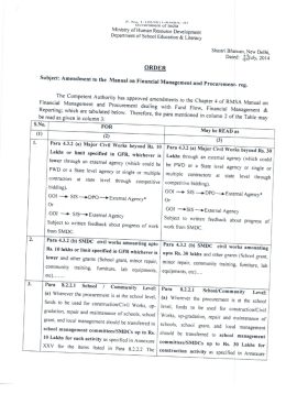 Subject: Amendment to the Manual on Financial Management and