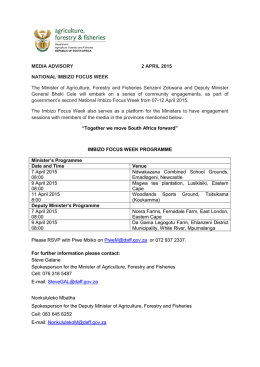 MEDIA ADVISORY 2 APRIL 2015 NATIONAL IMBIZO FOCUS WEEK