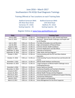 June 2016 – March 2017 Southwestern PA HCQU Dual Diagnosis