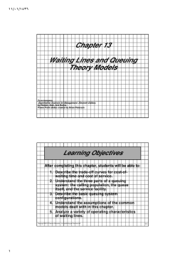 Chapter 13 Waiting Lines and Queuing Theory Models