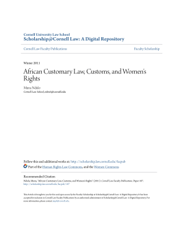 African Customary Law, Customs, and Women`s Rights
