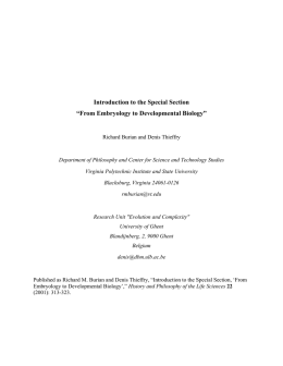 Introduction to the Special Section “From Embryology to