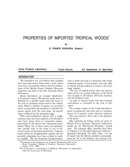 Properties of imported Tropical Woods