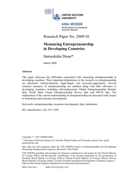 WIDER Research Paper 2009-10 Measuring Entrepreneurship in