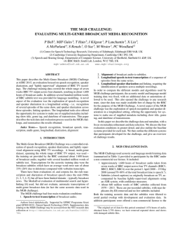 THE MGB CHALLENGE: EVALUATING MULTI