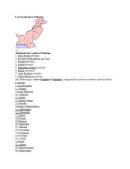 List of schools in Pakistan Administrative units of Pakistan 1