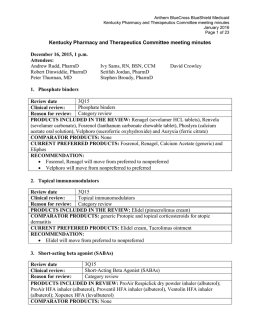 Kentucky Pharmacy and Therapeutics Committee meeting minutes