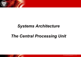 Systems Architecture The Central Processing Unit