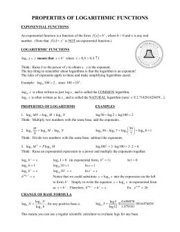 PROPERTIES OF LOGARITHMIC FUNCTIONS