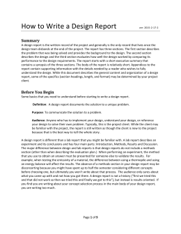 How to Write a Design Report - Department of Mechanical