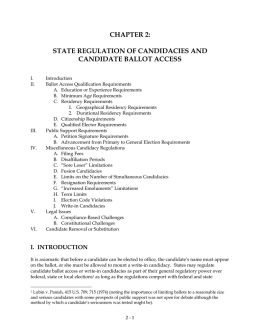 CHAPTER 2: STATE REGULATION OF CANDIDACIES AND