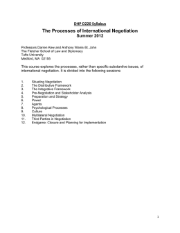 The Processes of International Negotiation