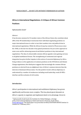 Africa in International Negotiations