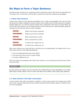Six Ways to Form a Topic Sentence