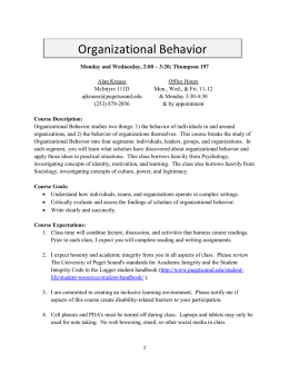 Organizational Behavior - University of Puget Sound