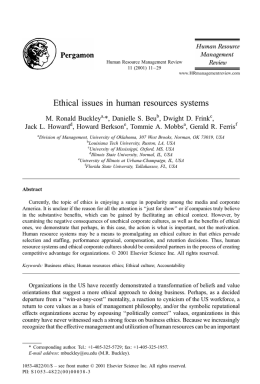 Ethical issues in human resources systems