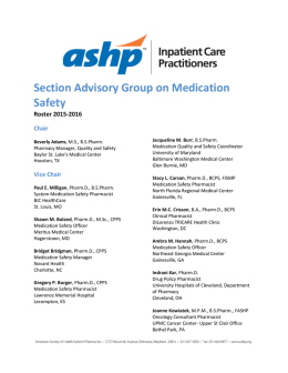 Section Advisory Group on Medication Safety