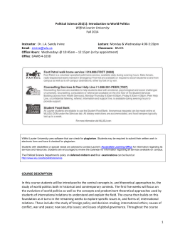 1 Political Science 231(1) - Wilfrid Laurier University