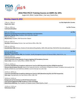 2016 PDA-PIC/S Training Course on GMPs for APIs