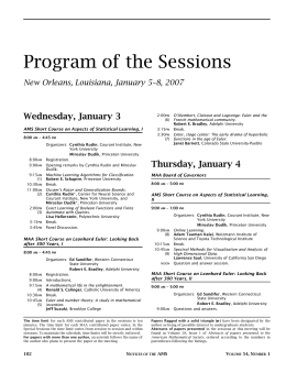 Program of the Sessions, New Orleans, Volume 54, Number 1