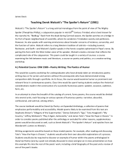 Teaching Derek Walcott`s “The Spoiler`s Return” (1981)